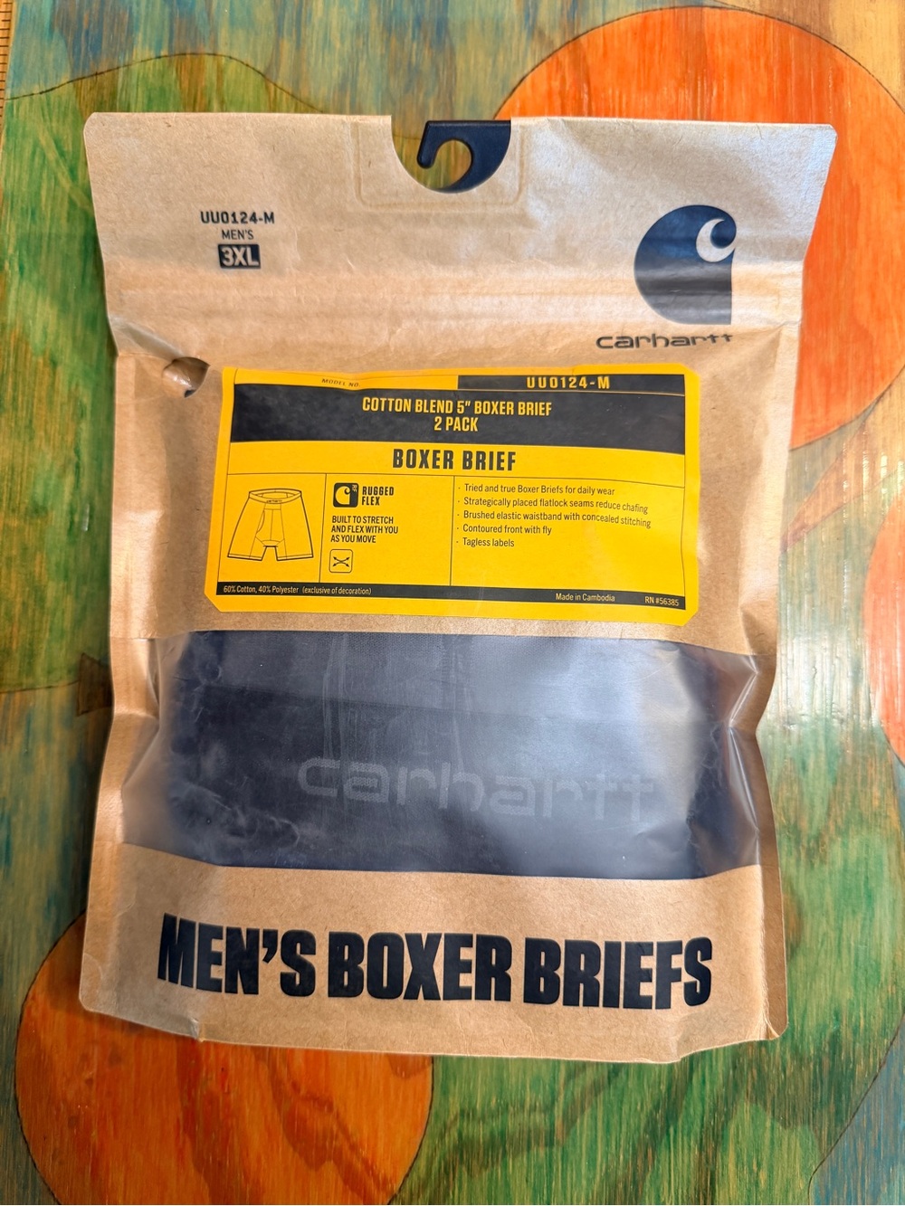 Carhartt Mens 5" Basic Boxer Briefs 2 Pack Size 3XLarge Sealed Navy New in Pack